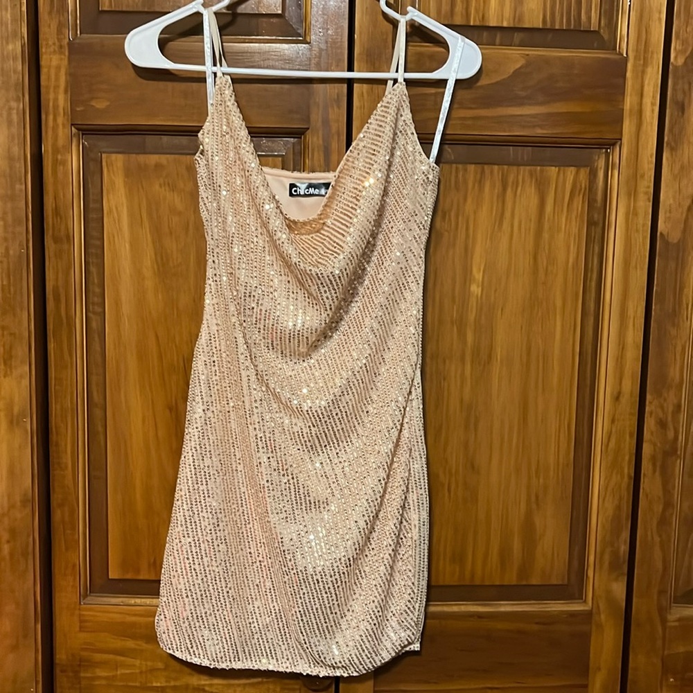 ChicMe small maxi dress with cold sequins, super cute for a night out